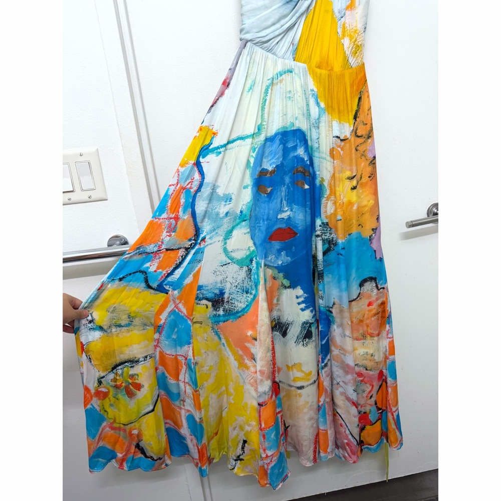 Alice + Olivia x Kidsuper Milan Asymmetric Maxi Dress Gown Colms Painting 8 - Picture 7 of 16